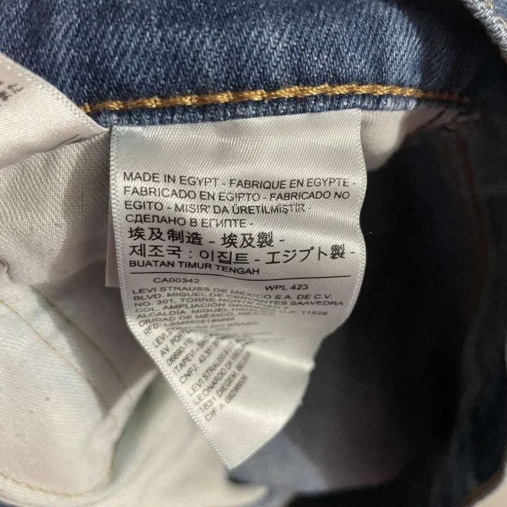 Levi's‎ 514 Jeans Mens Size 36x34 Straight Leg Medium Wash Whiskered Blue Denim